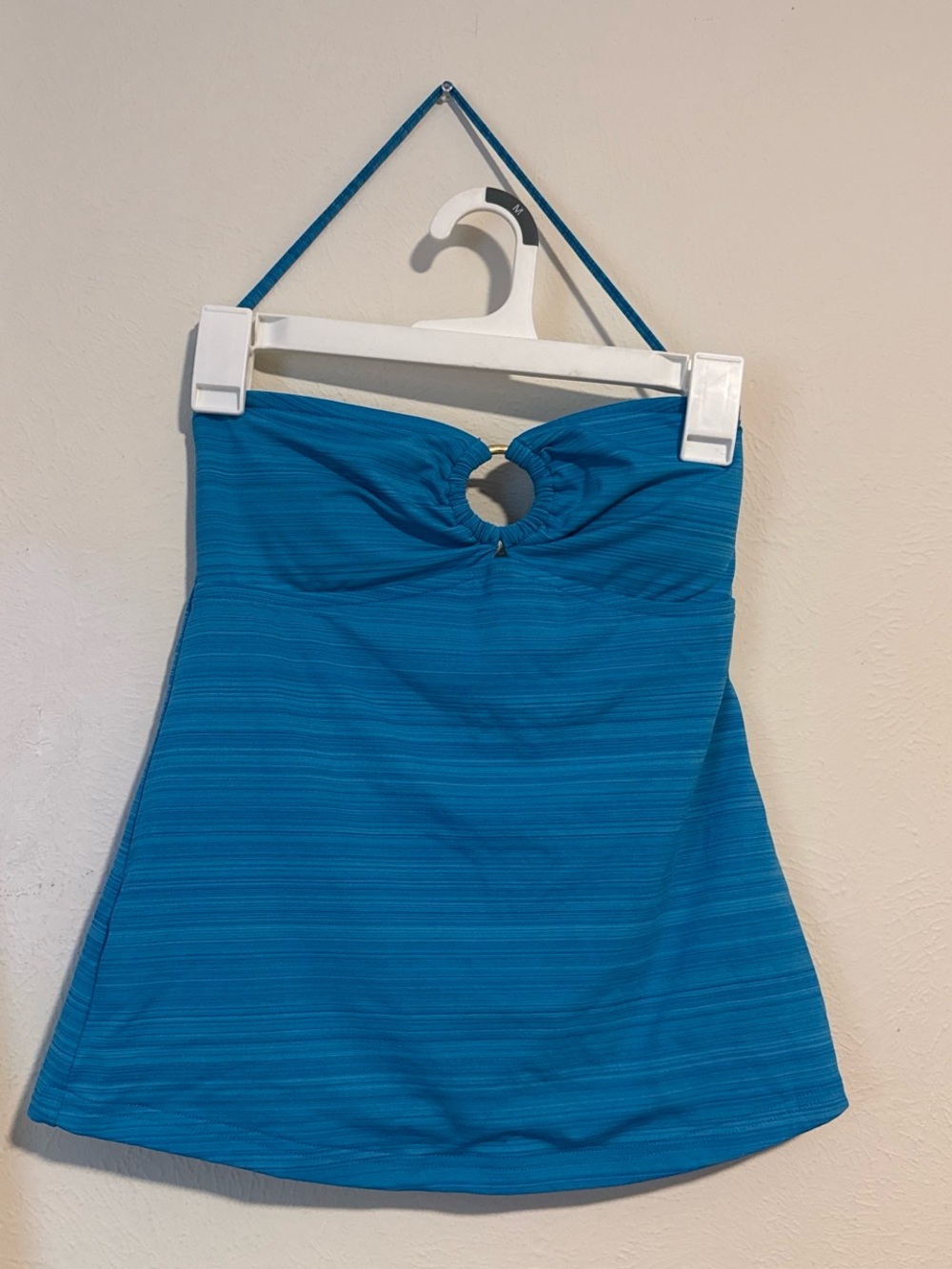 Blue Women's Tankini Swim Top with Keyhole Detail
